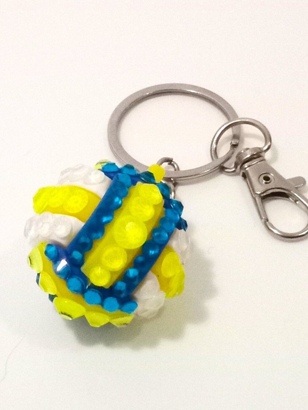Bling Volleyball Keychain, Sports Bag Charm, Bedazzled Volleyball